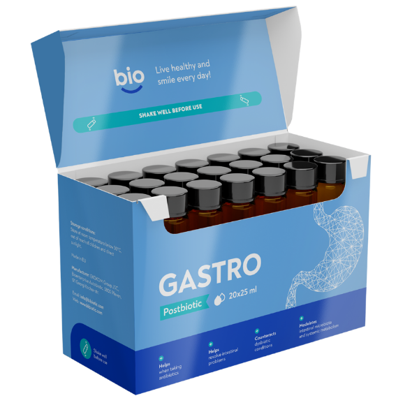 Bibiotic® Gastro Postbiotic for intestinal balance, 20+1 vials x25ml